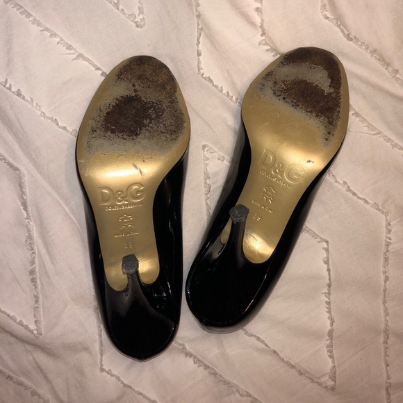 Dolce & Gabbana Black Peep Toe Pumps - Picture 6 of 7